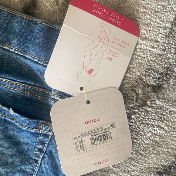 Isabel skinny maternity side panel cropped Jeans size 00 waist 24 NWT - Picture 11 of 11